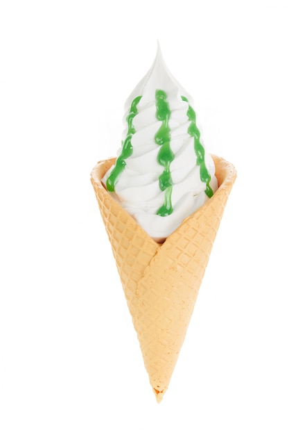 Premium Photo | Summer matcha flavored ice cream cone