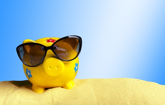 Premium Photo | Summer piggy bank