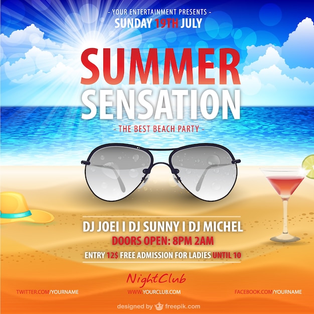 Download Summer poster template vector free download Vector | Free ...