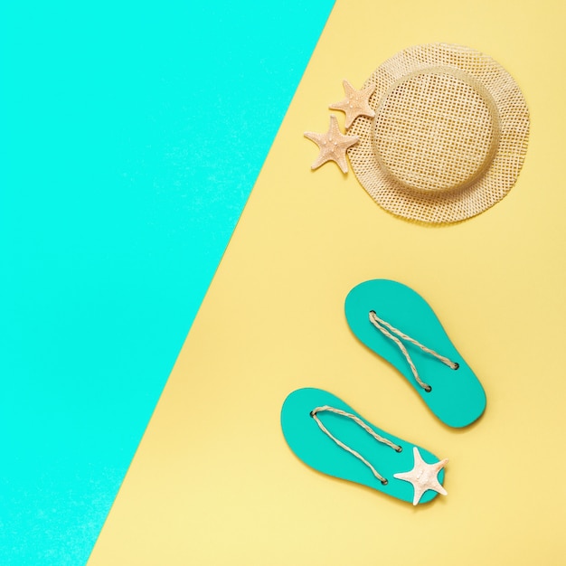 Download Free Summer Shoes Flip Flops Straw Hat And Small Starfishes On Bright Use our free logo maker to create a logo and build your brand. Put your logo on business cards, promotional products, or your website for brand visibility.