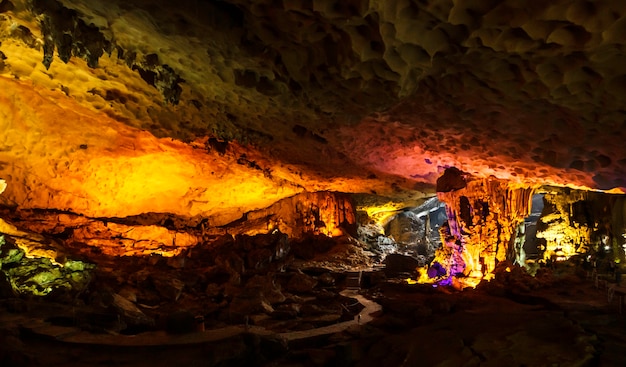 Premium Photo | Sung sot cave or surprise grotto in ha long bay