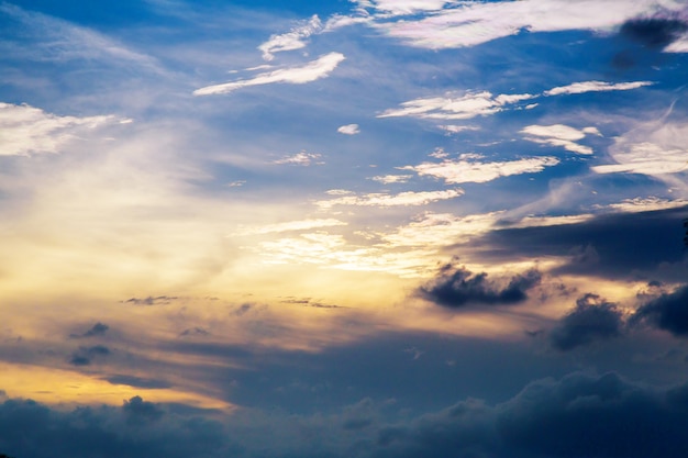 Premium Photo | Sunset clouds with sun setting down