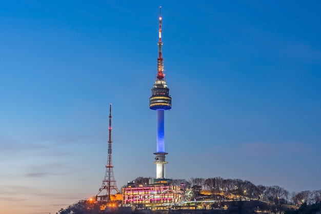 sunset seoul tower view