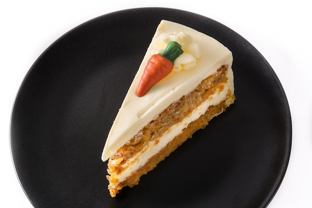 Premium Photo | Sweet Carrot Cake Slice On A Plate Isolated On White ...