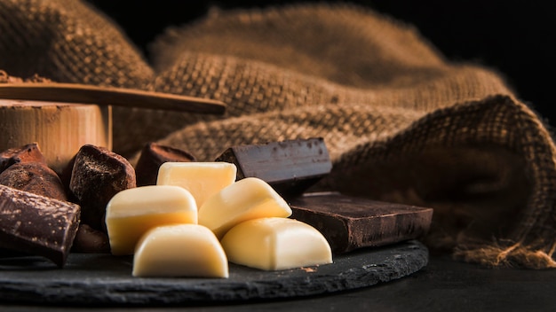 Free Photo | Sweet Chocolate Arrangement On Dark Board Close-up