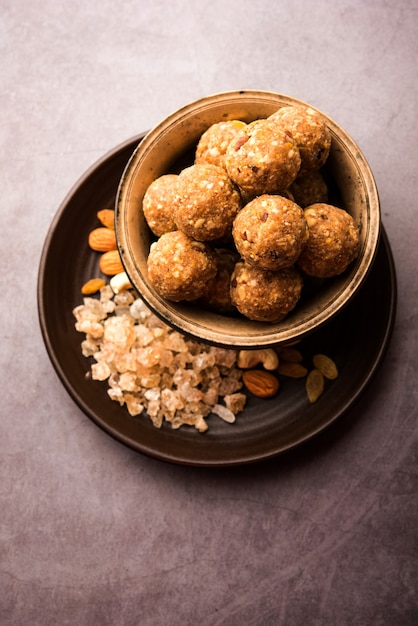 Premium Photo | Sweet Dink Laddu Also Known As Dinkache Ladoo Or Gond ...