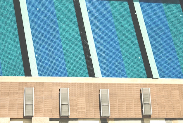 Swimming Pool With Bench Top View In Daytime Vintage Tone
