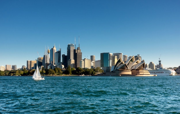 Sydney cbd  from ferry boat Premium Photo