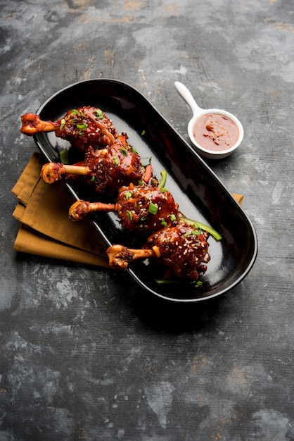 Premium Photo | Szechuan chicken which is a popular indo-chinese non ...