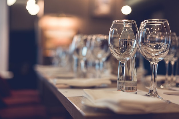 Premium Photo | Table in the restaurant, served for wine tasting.