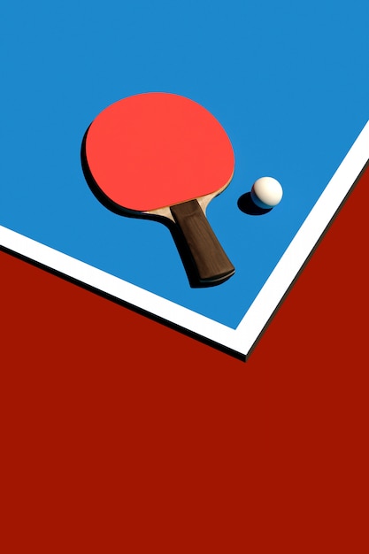 卓球や卓球のラケットとボールのトーナメントポスターデザイン3 Dイラスト プレミアム写真