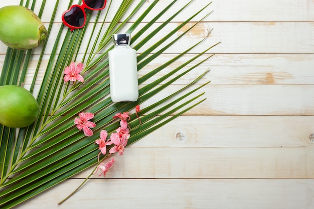 Premium Photo | Table top view aerial image of items to travel summer