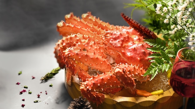 Taraba crab or red king crab japanese food, selective focus. | Premium ...