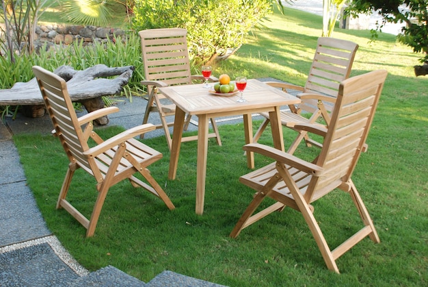 Premium Photo Teakwood Garden Furniture Set Outdoor