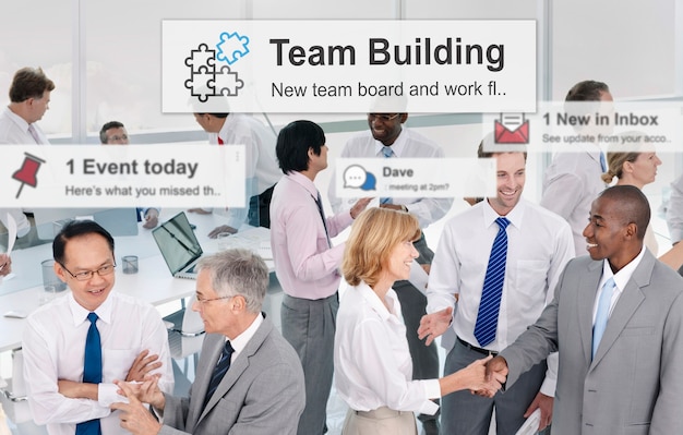 Team building collaboration connection corporate teamwork concept Free Photo