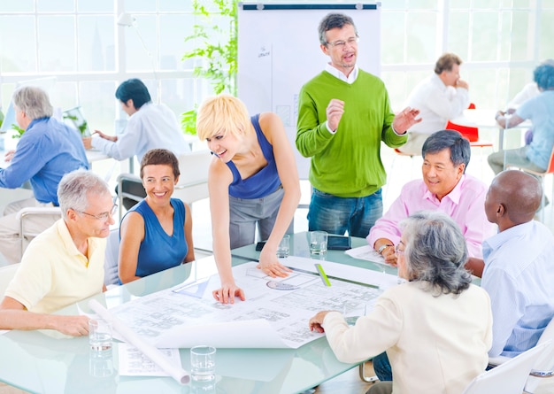 Team working together in an office Premium Photo