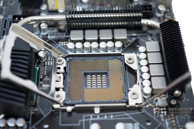 Premium Photo | Tecnology socket lga 1366 for cpu on motherboard ...