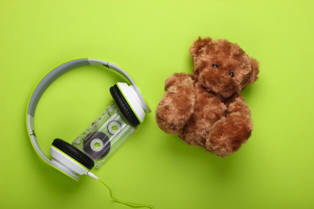 teddy bear with cassette tape