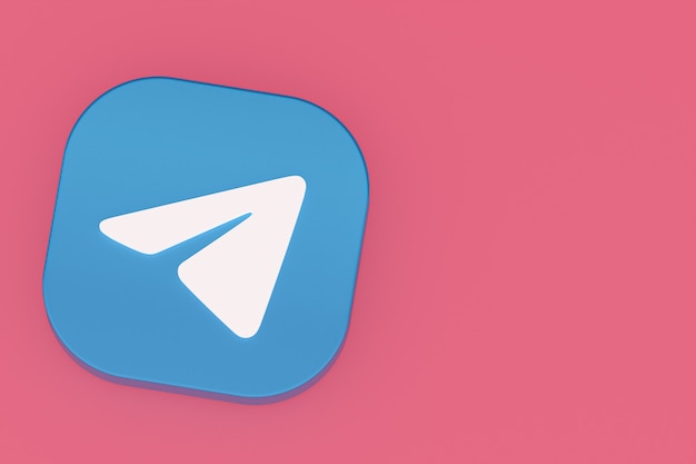 Premium Photo | Telegram application logo 3d rendering on pink background