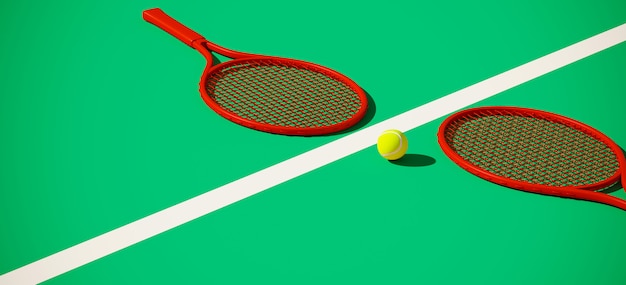 Premium Photo Tennis Ball And Racket On Green Tennis Court Background