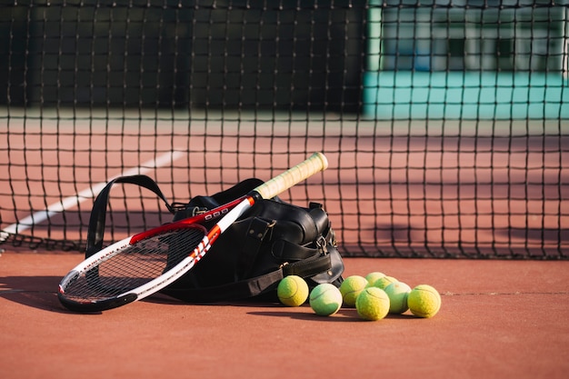 Free Photo | Tennis Equipment On The Tennis Field