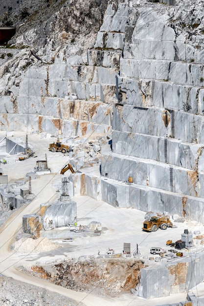  Terraced rock face in open cast in carrara marble mines