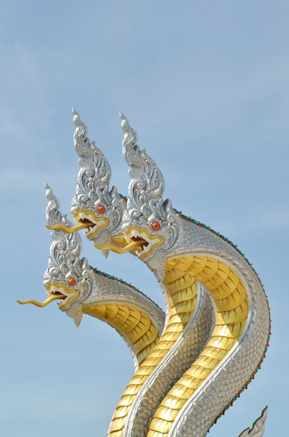 Premium Photo Thai dragon king  of naga  statue with 