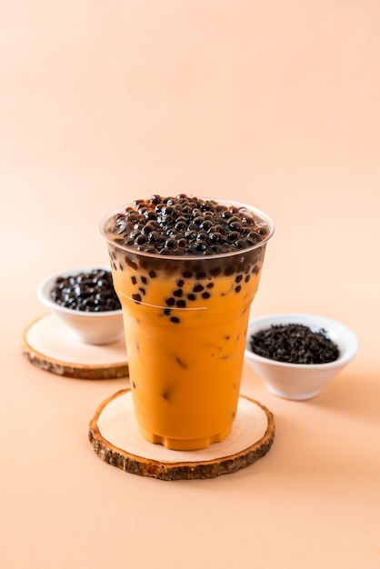 Premium Photo | Thai milk tea with bubbles