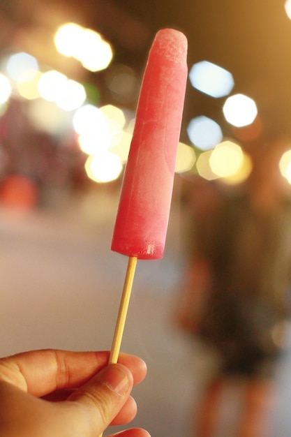 Download Premium Photo Thai Style Ice Cream Or Ice Freezer Pop In Bokeh Light At Night Market And Street Food