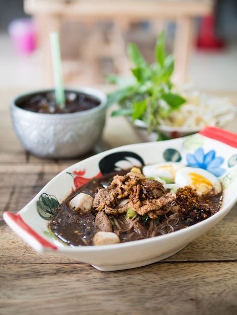 Premium Photo | Thai style noodle blood soup