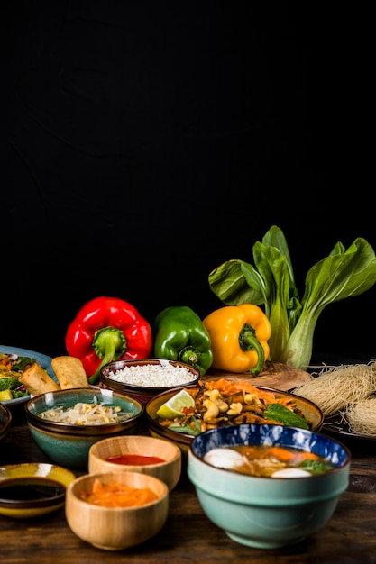 Free Photo | Thai traditional food with bell peppers and bokchoy over ...