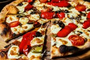 Free Photo Thin Mixed Pizza Wit Various Ingredients Close up View