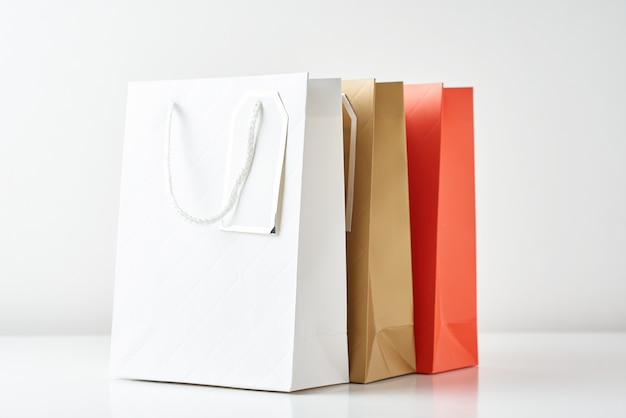 Premium Photo | Three colorful paper shopping bag on a white background