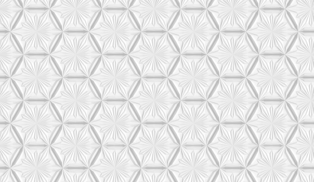 Three-dimensional light geometry pattern with six-pointed flowers Premium Photo