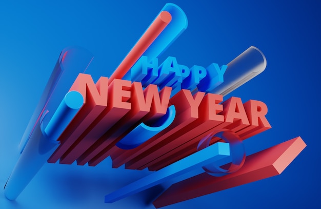 Premium Photo Three Dimensional Typography Happy New Year Text