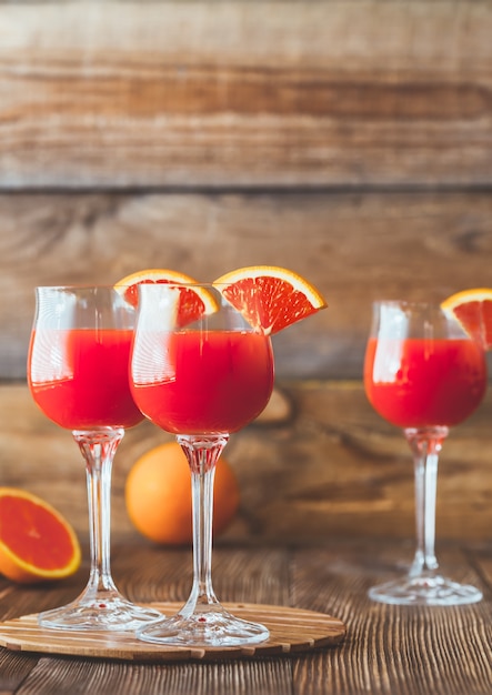 Premium Photo Three Glasses Of Mimosa Cocktail