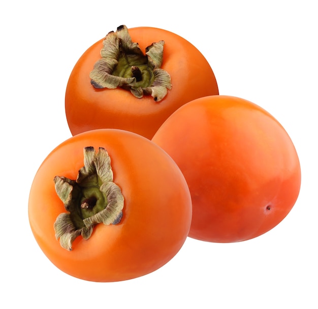 Premium Photo | Three persimmons isolated on a white background. bunch ...