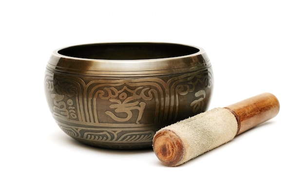 Tibetian singing bowl isolated Premium Photo