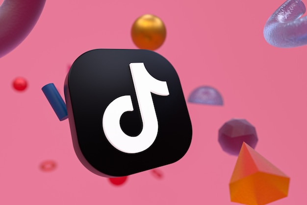 Premium Photo | Tiktok logo with geometry elements