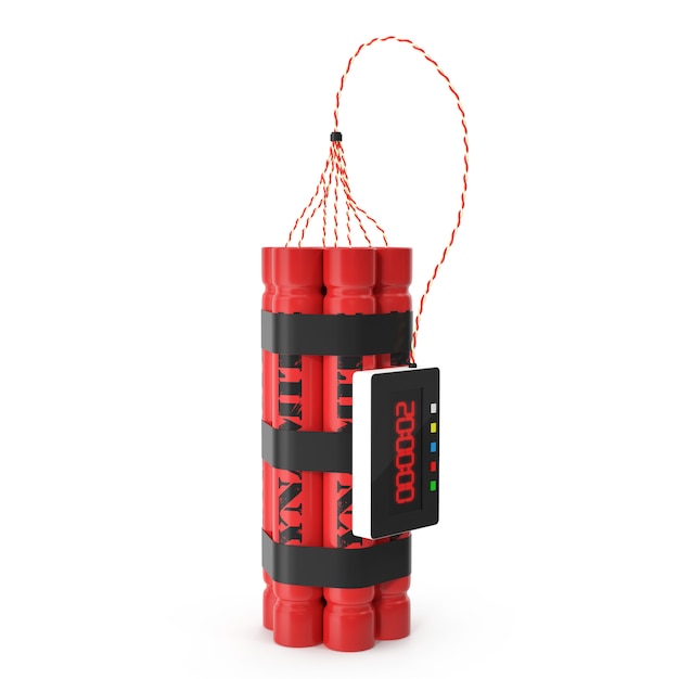 Premium Photo Tnt Dynamite Red Bomb With A Timer Isolated On A White