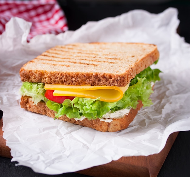 Toasted sandwich with lettuce and cheese Photo  Free Download