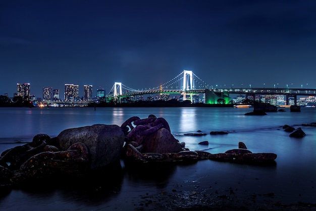 レインボーブリッジと東京タワーのある東京のスカイライン 東京 日本 無料の写真