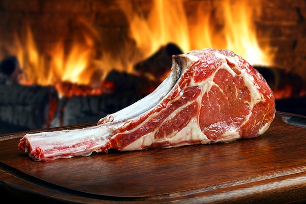 Premium Photo | Tomahawk steak raw