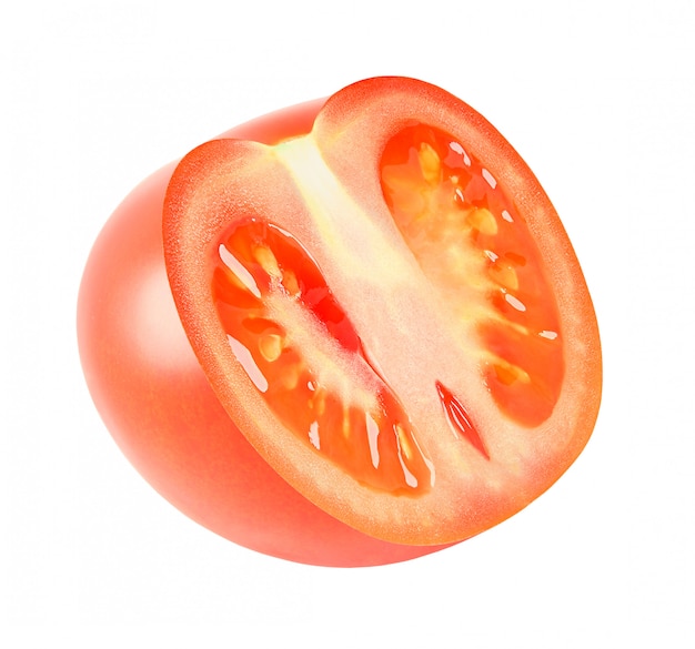 Premium Photo Tomato Cut In Half Along Single Isolated On White