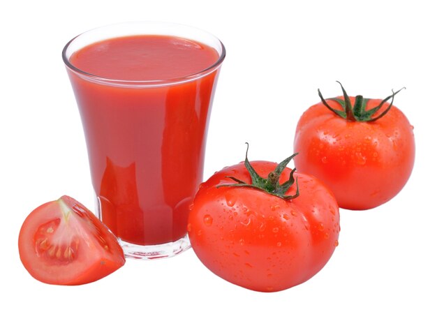 Premium Photo | Tomato juice and tomatoes on a white background