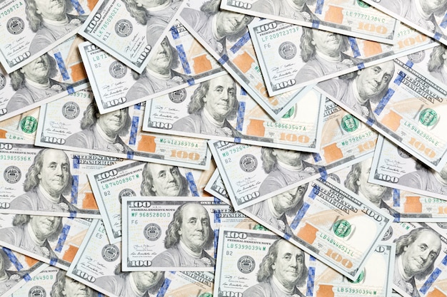 Premium Photo Top View Of American Money Background Pile Of Dollar Cash Paper Banknotes Concept