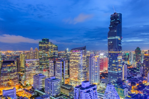 Premium Photo | Top view bangkok financial district, business building ...