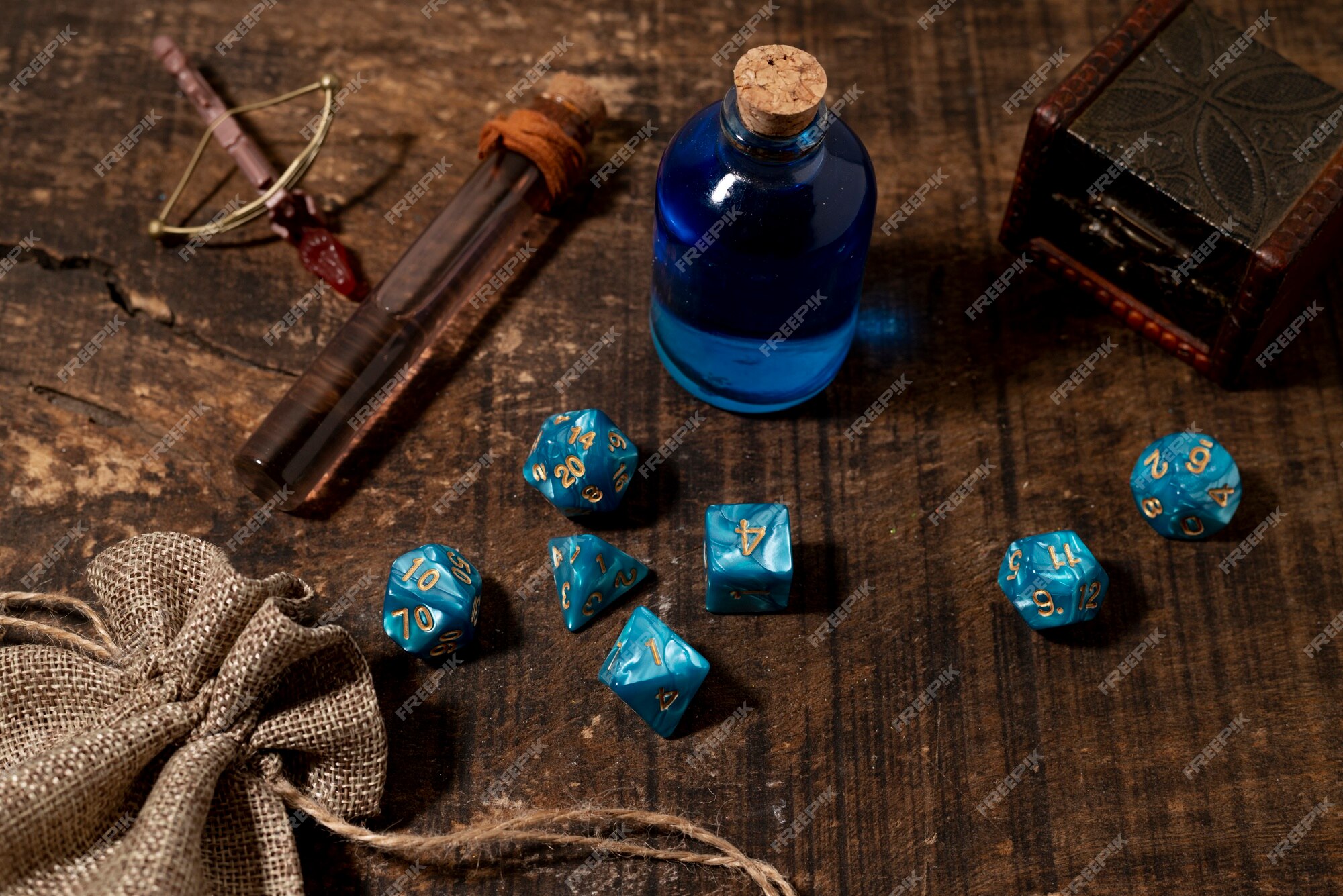 Free Photo | Top view on beautiful rpg still life items