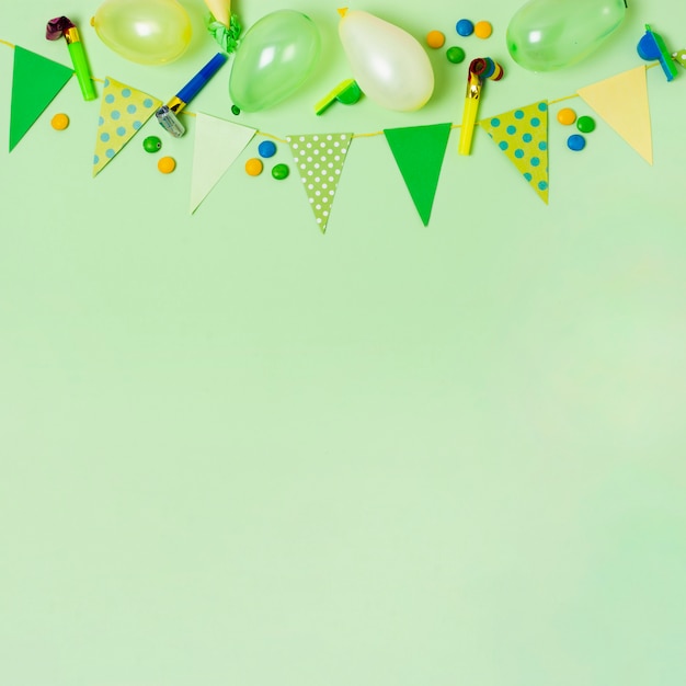 Top view birthday decoration on green background with copy space | Free ...
