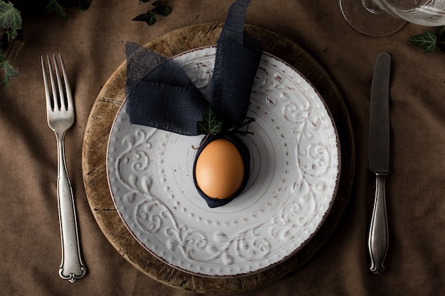 Premium Photo | Top view boiled egg on a plate